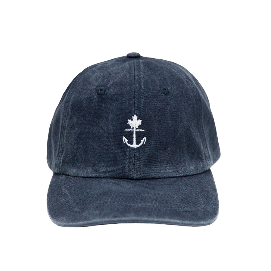 blue pigment vintage style navy dad hat pre curved brim strap back