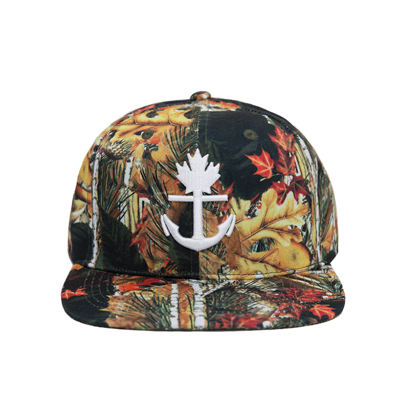 camo canada leaf snapback hat