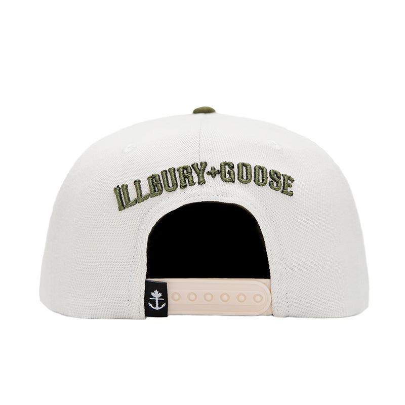 two toned hat trendy style a-frame snapback cream and green